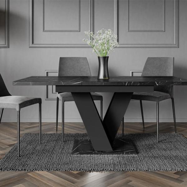 Masă de bucătărie extensibilă Prospero Masiv PAL/ Black marble photo 4