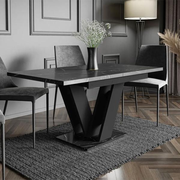 Masă de bucătărie extensibilă Prospero Masiv PAL/ Black marble photo 5