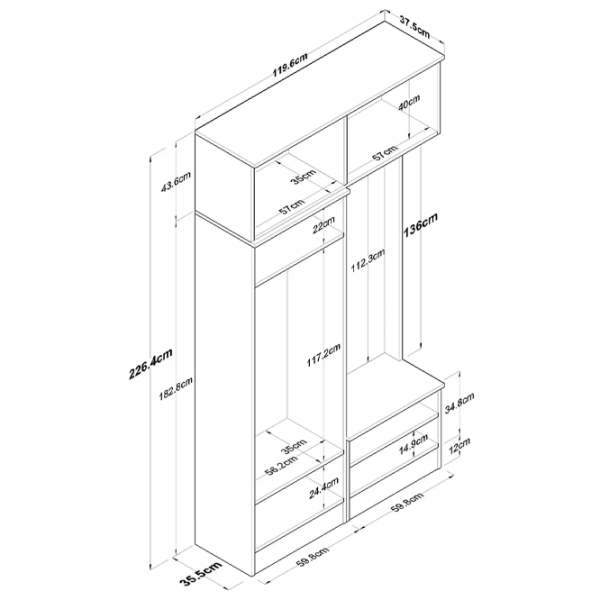 Dulap pentru antreu Mirage Meble EA145 LPAL / White photo 6