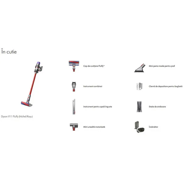 Aspirator vertical Dyson V11 Fluffy 545 W / Nickel Red photo 11