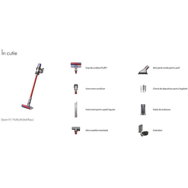 Aspirator vertical Dyson V11 Fluffy 545 W / Nickel Red photo 11