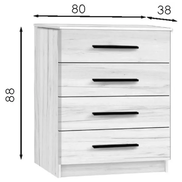 Comodă Modern Kenon 4B 88 x 80 x 38 / PAL / Craft Oak White photo 4