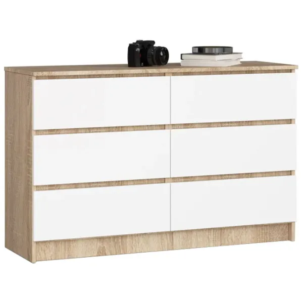 Comodă Akord K120 6SZ 77 x 120.4 x 40 / LPAL / Alb photo 1