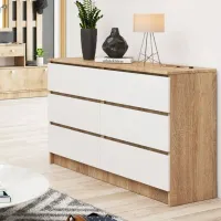 Comodă Akord K120 6SZ 77 x 120.4 x 40 / LPAL / Alb photo 3