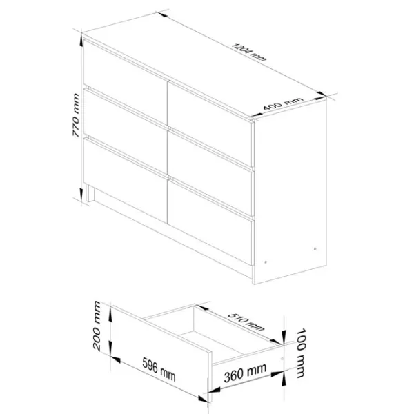 Comodă Akord K120 6SZ 77 x 120.4 x 40 / LPAL / Alb photo 6