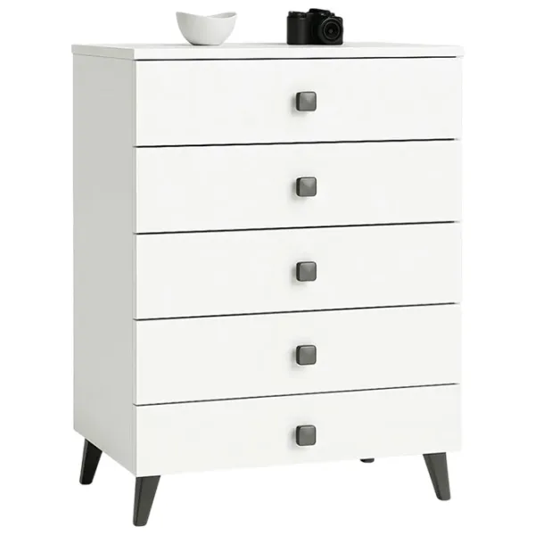 Comodă Akord Mobi 5SZ 88.7 x 60.4 x 37.5 / LPAL / Alb photo 1