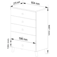 Комод Akord Mobi 5SZ 88.7 x 60.4 x 37.5см / ЛДСП / Белый photo 6