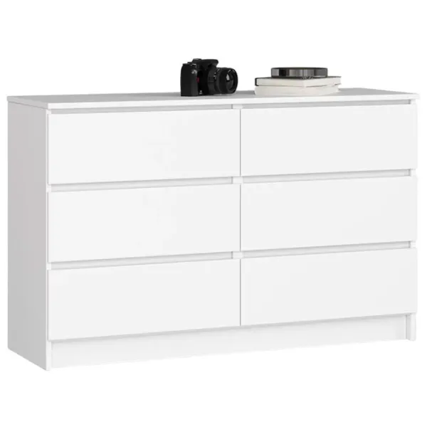 Comodă Akord K120 6SZ 77 x 120.4 x 40 / LPAL / Alb photo 1