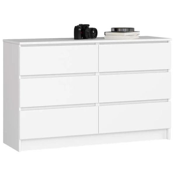 Comodă Akord K120 6SZ 77 x 120.4 x 40 / LPAL / Alb photo 1