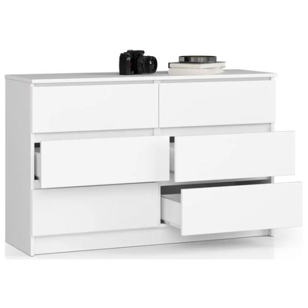 Comodă Akord K120 6SZ 77 x 120.4 x 40 / LPAL / Alb photo 3