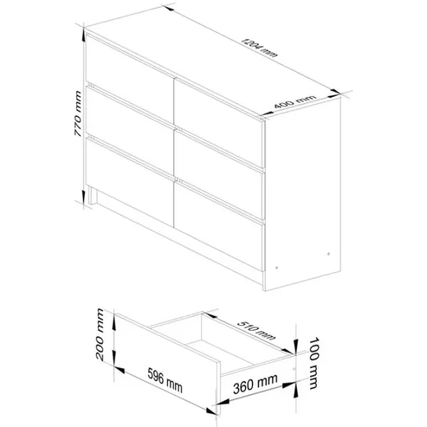 Comodă Akord K120 6SZ 77 x 120.4 x 40 / LPAL / Alb photo 6