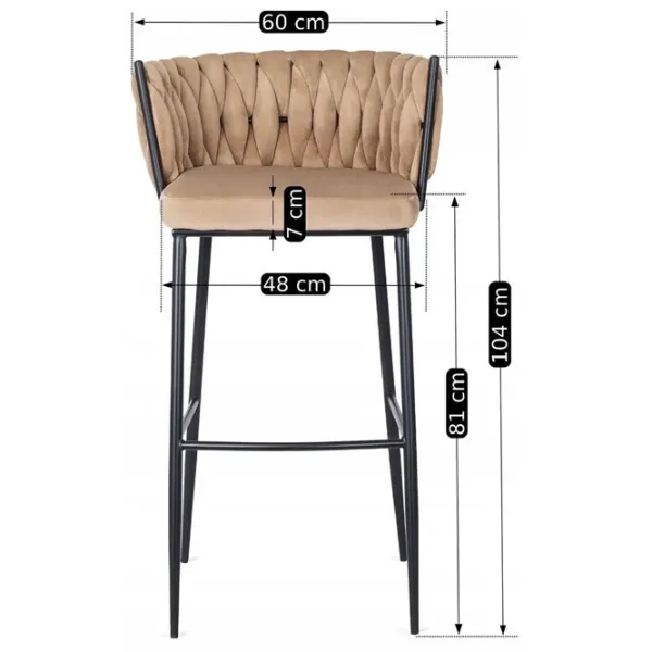 Scaun de bar Mebel Elite Flores Catifea / Metal / Beige photo 6