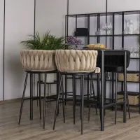 Scaun de bar Mebel Elite Flores Catifea / Metal / Beige photo 9
