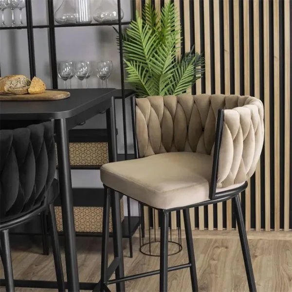 Scaun de bar Mebel Elite Flores Catifea / Metal / Beige photo 11
