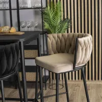Scaun de bar Mebel Elite Flores Catifea / Metal / Beige photo 11
