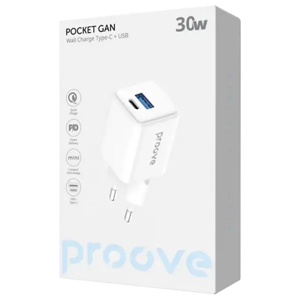 Сетевое зарядное устройство Proove Pocket Gan 3 A / Белый photo 4