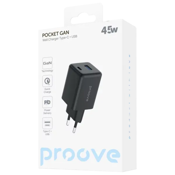 Сетевое зарядное устройство Proove Pocket Gan 3 A / Черный photo 5