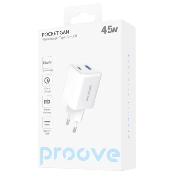 Сетевое зарядное устройство Proove Pocket Gan 3 A / Белый photo 5