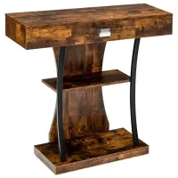Masă consolă Costway JV10598CF Brown / MDF