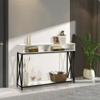 Masă consolă Costway HV10016WH White / Masiv photo 3