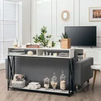 Masă consolă Costway HV10016WH White / Masiv photo 5