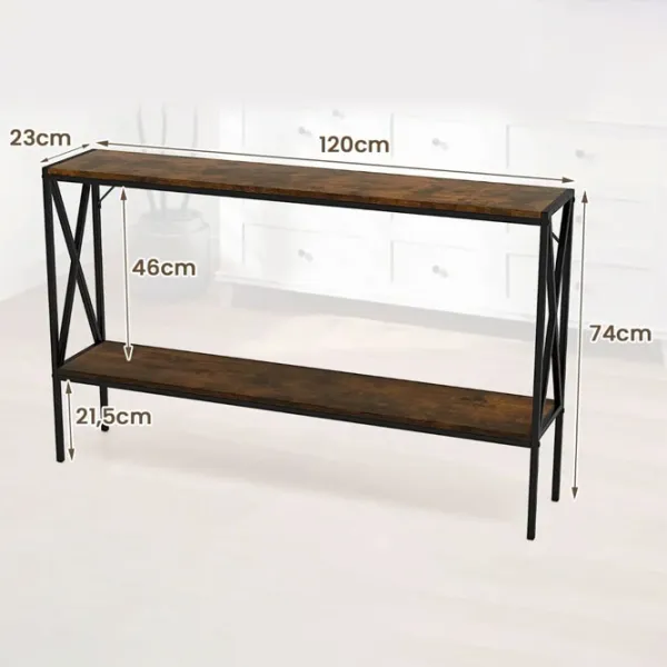 Masă consolă Costway JV12134CF Rustic Brown / Metal photo 2