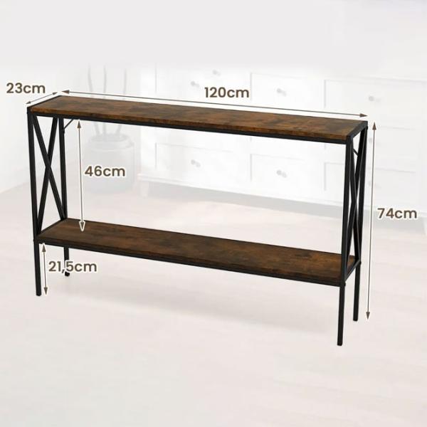 Masă consolă Costway JV12134CF Rustic Brown / Metal photo 2