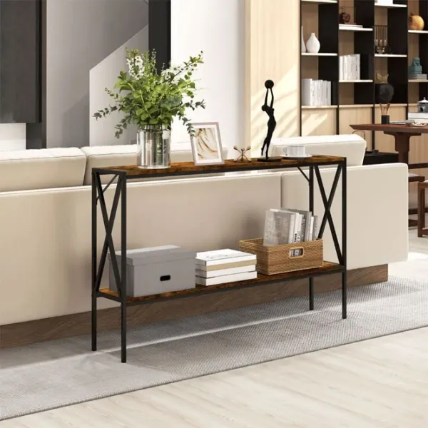 Masă consolă Costway JV12134CF Rustic Brown / Metal photo 4