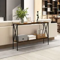 Masă consolă Costway JV12134CF Rustic Brown / Metal photo 4