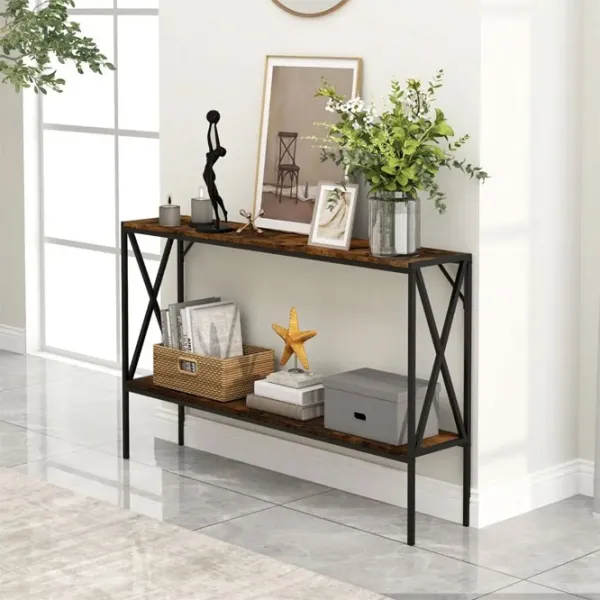 Masă consolă Costway JV12134CF Rustic Brown / Metal photo 5