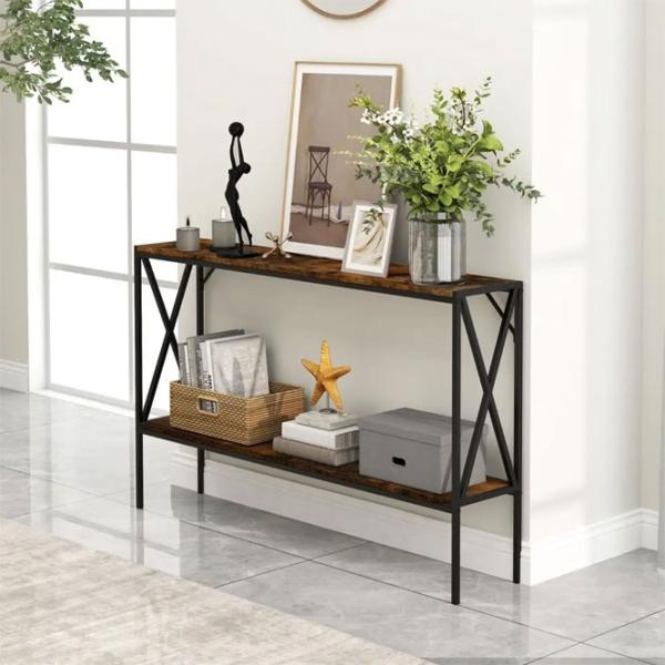 Masă consolă Costway JV12134CF Rustic Brown / Metal photo 5