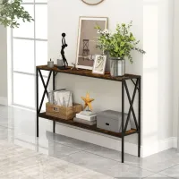 Masă consolă Costway JV12134CF Rustic Brown / Metal photo 5