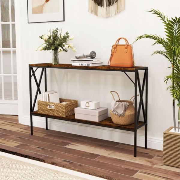 Masă consolă Costway JV12134CF Rustic Brown / Metal photo 6