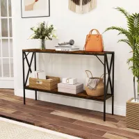 Masă consolă Costway JV12134CF Rustic Brown / Metal photo 6