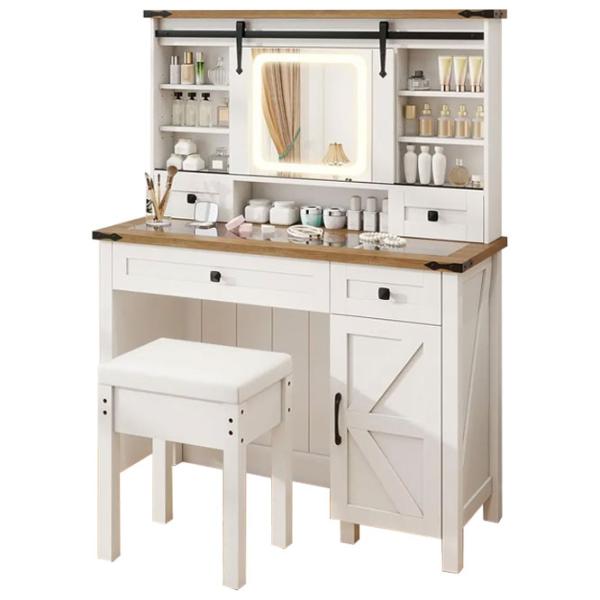 Masă de toaletă Costway HU10924DE-WH+ MDF / White photo 1