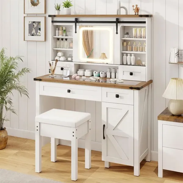 Masă de toaletă Costway HU10924DE-WH+ MDF / White photo 2