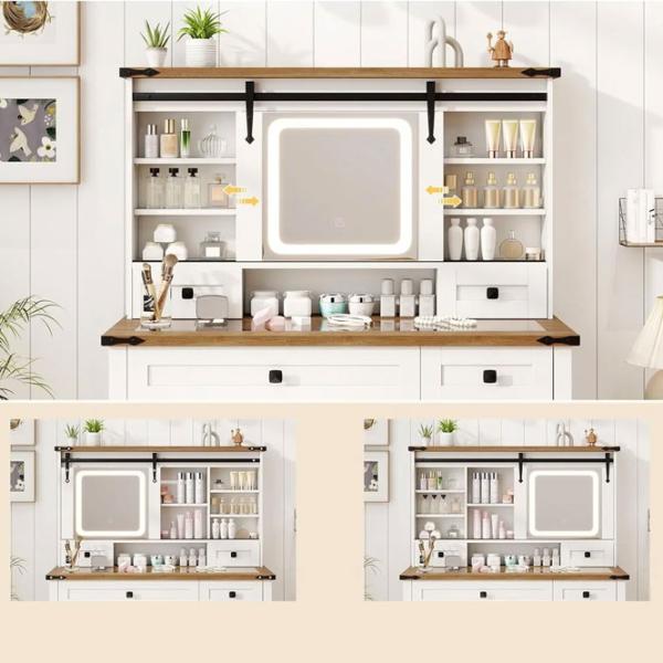 Masă de toaletă Costway HU10924DE-WH+ MDF / White photo 6