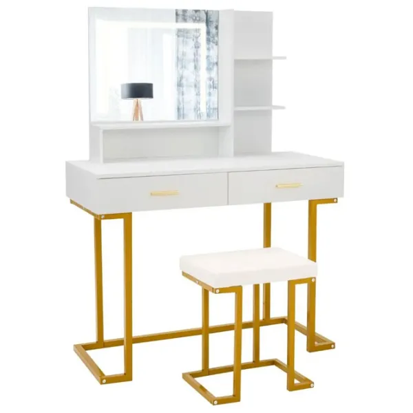 Туалетный столик Costway HU10217DE-WH+ Полиуретан / White Gold photo 1