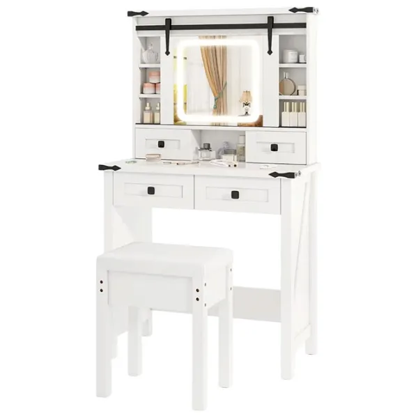 Masă de toaletă Costway HU10928DE-WH+ MDF / White photo 1