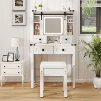 Masă de toaletă Costway HU10928DE-WH+ MDF / White photo 3