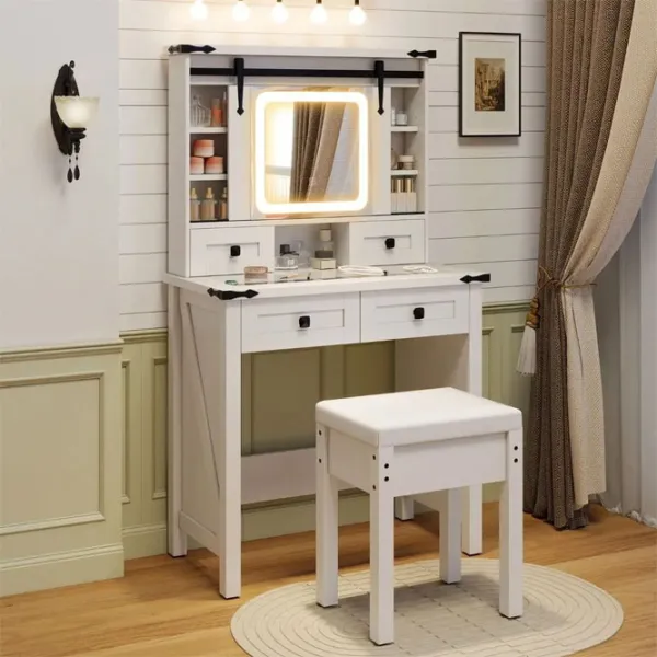 Masă de toaletă Costway HU10928DE-WH+ MDF / White photo 4