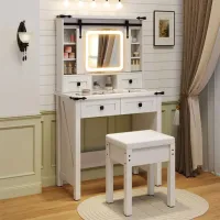 Masă de toaletă Costway HU10928DE-WH+ MDF / White photo 4