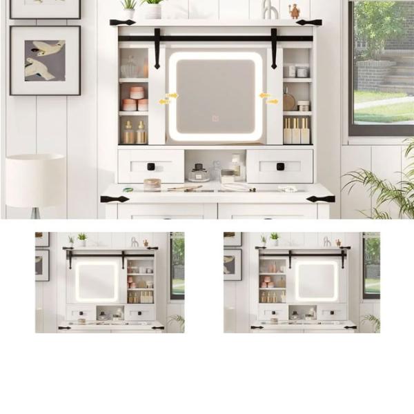 Masă de toaletă Costway HU10928DE-WH+ MDF / White photo 6