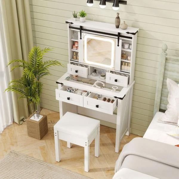 Masă de toaletă Costway HU10928DE-WH+ MDF / White photo 7