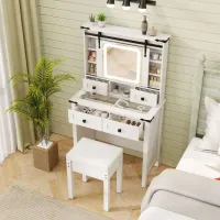 Masă de toaletă Costway HU10928DE-WH+ MDF / White photo 7