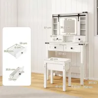 Masă de toaletă Costway HU10928DE-WH+ MDF / White photo 8