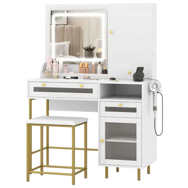 Masă de toaletă Costway HU10853DE-WH+ DSP / White photo 1