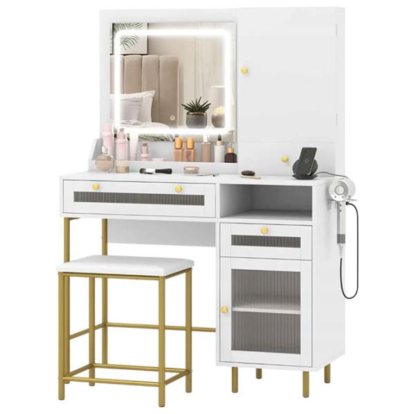 Masă de toaletă Costway HU10853DE-WH+ DSP / White photo 1