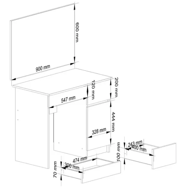 Masă de toaletă Akord P-2/SL Right PAL / White photo 6