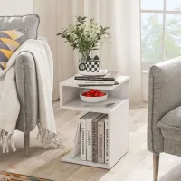 Тумбочки Costway JV11241WH 50 x 33 x 30см / Инженерная доска / White photo 5